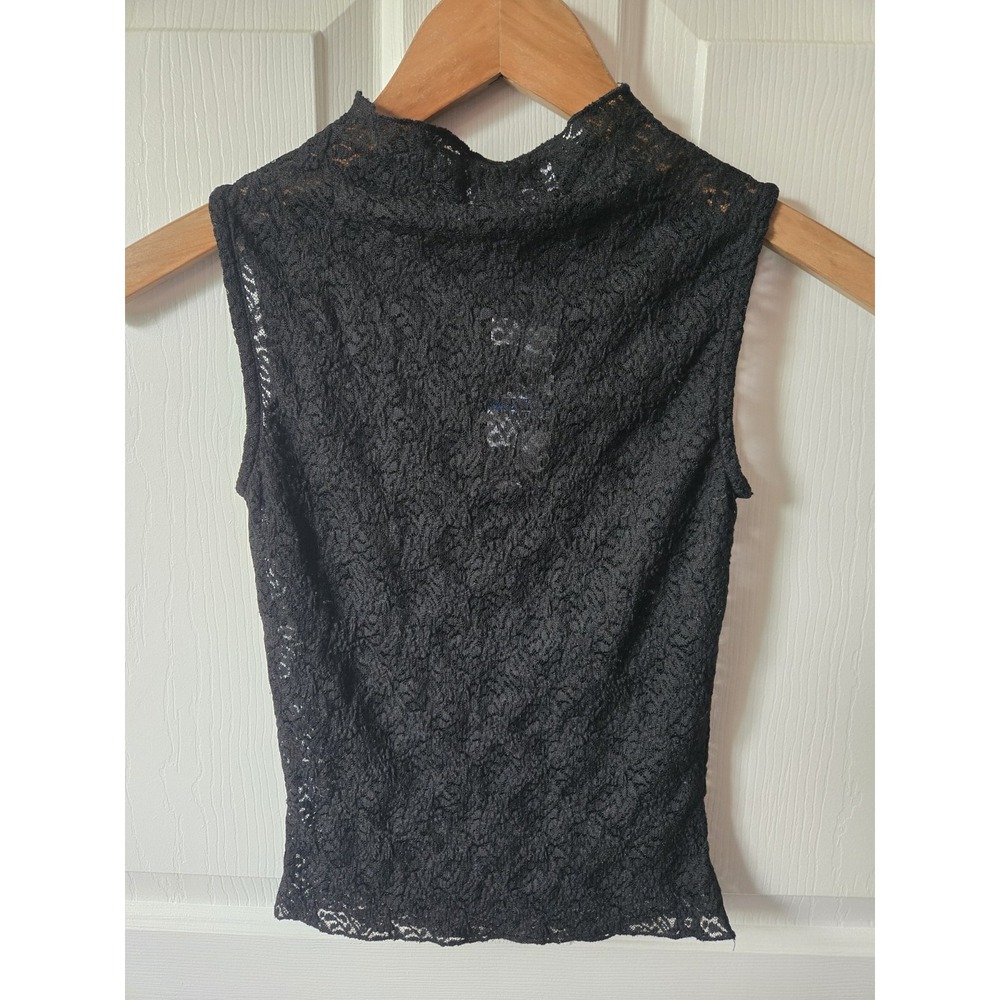 Black Floral Lace High Neck Tank Xs Gothcore, Grunge, Girl - Picture 3 of 3